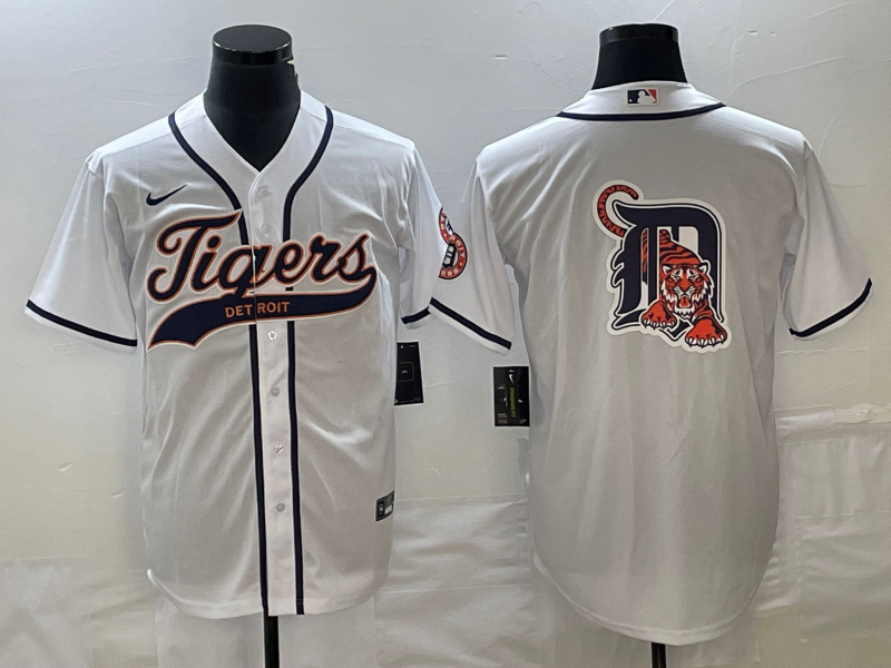 Detroit Tigers White Team Big Logo Cool Base Stitched Jersey - Zenithce