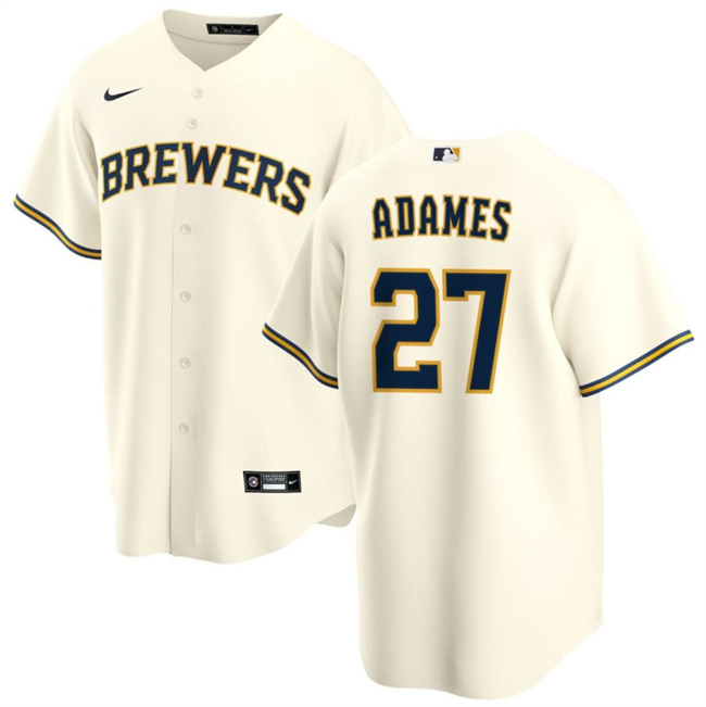 Milwaukee Brewers #27 Willy Adames Cream Cool Base Stitched Jersey - Zenithce