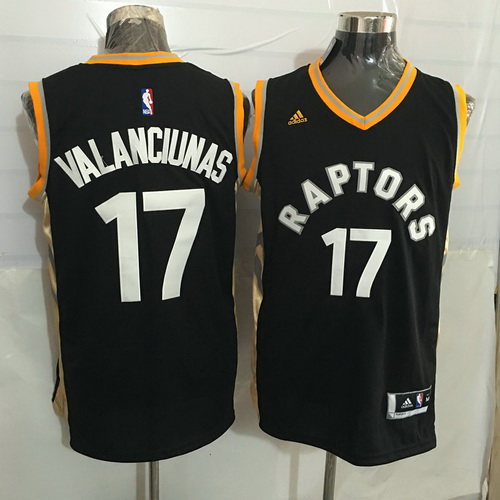 Toronto Raptors #17 Jonas Valanciunas Black With Gold New Rev 30 Swingman Jersey - Zenithce