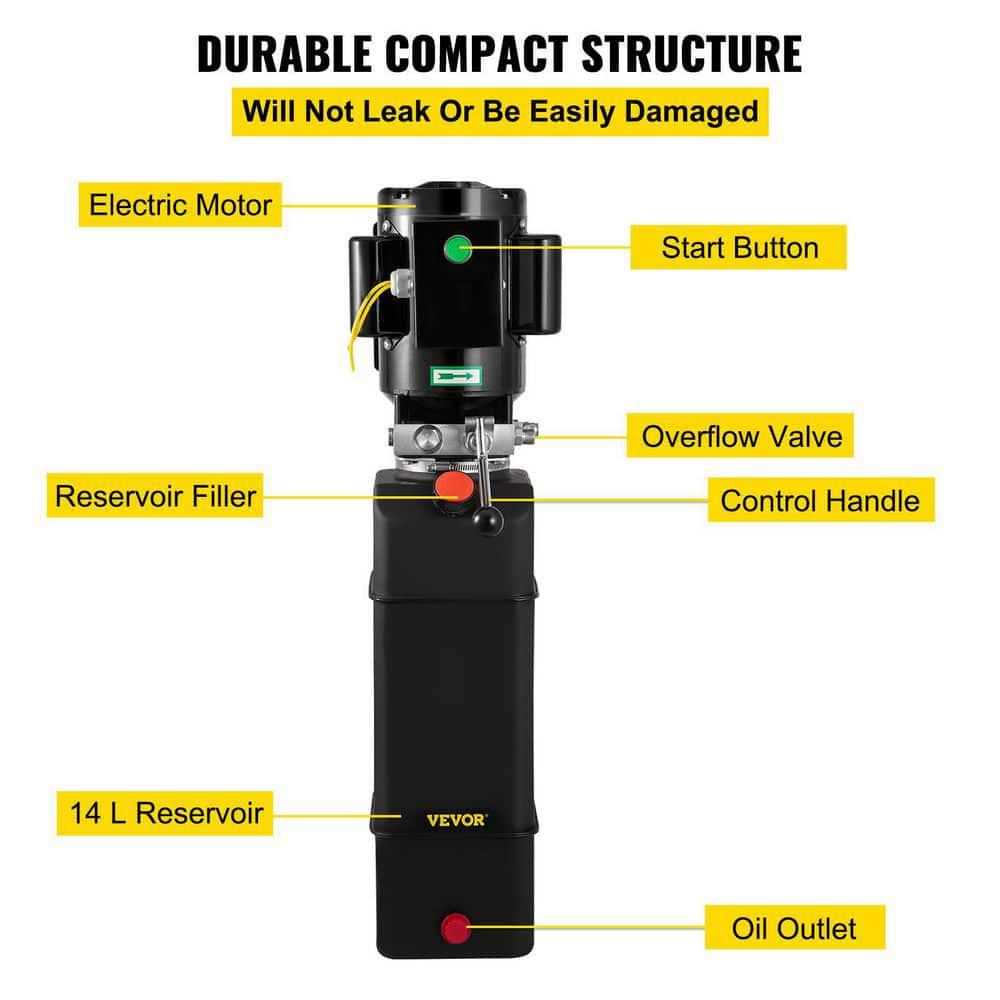 VEVOR 3 HP Car Auto Lift Hydraulic Power Unit Pack 220V 60HZ 2950 PSI 3.5 Gal Tank CZYYB14LQCJSQ60HZV7 - Zenithce