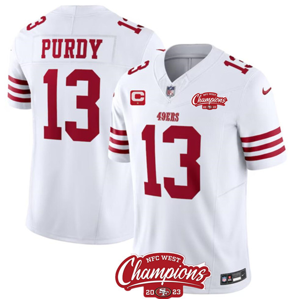 San Francisco 49ers #13 Brock Purdy White 2023 F.U.S.E. With 1-Star C Ptach And NFC West Champions Patch Stitched Jersey - Zenithce