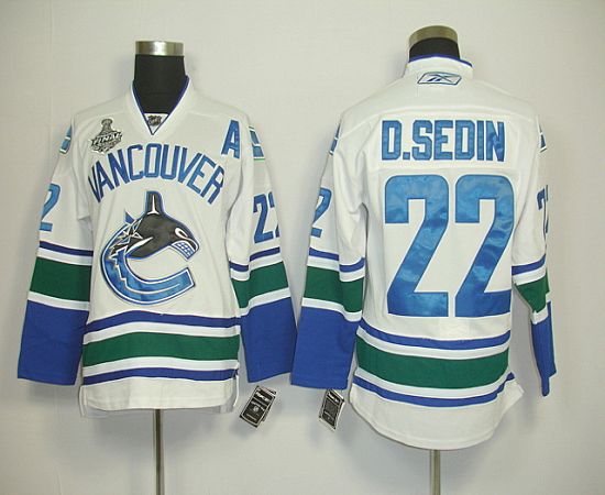 Canucks 2011 Stanley Cup Finals #22 D.Sedin White Stitched Jersey - Zenithce
