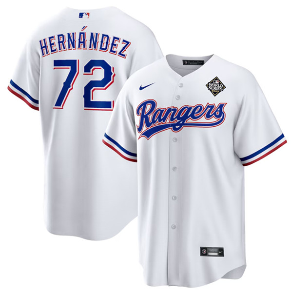 Texas Rangers #72 Jonathan Hernández White 2023 World Series Stitched Jersey - Zenithce