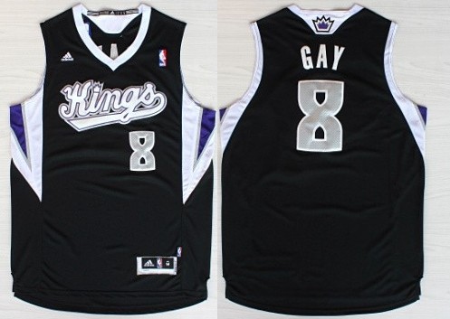 Sacramento Kings #8 Rudy Gay Revolution 30 Swingman Black Jersey - Zenithce