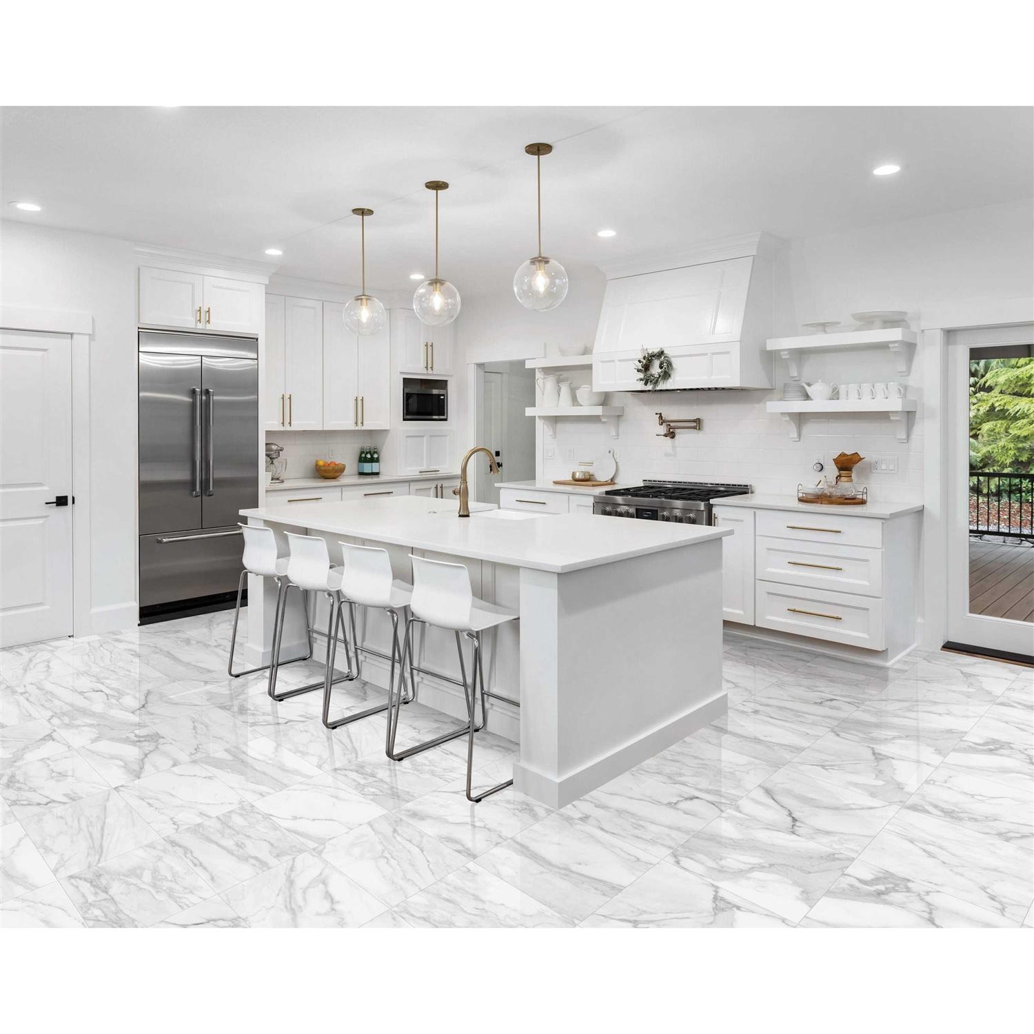 Satori Regent Paladium Glossy 4-in x 12-in Glossy Ceramic Marble Look Wall Tile 1001-0209 - Zenithce