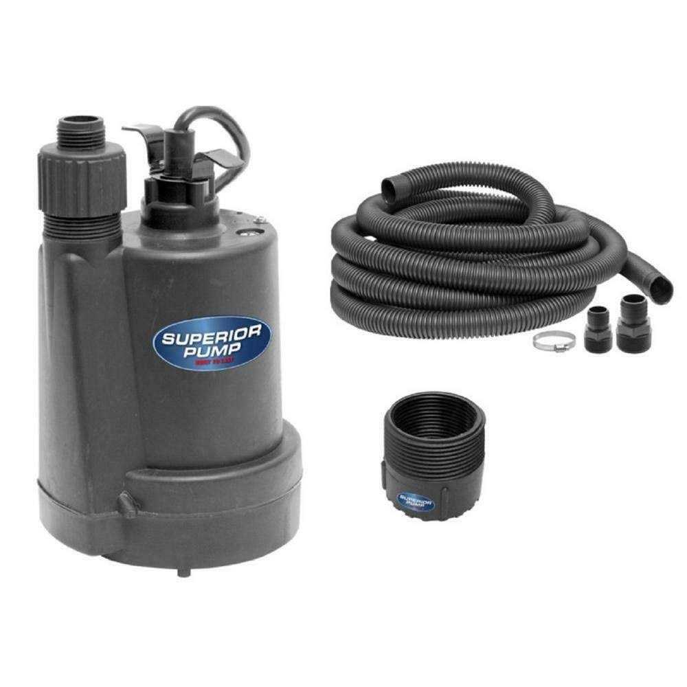 Superior Pump 1/4 HP Submersible Thermoplastic Oil-Free Utility Pump - Zenithce