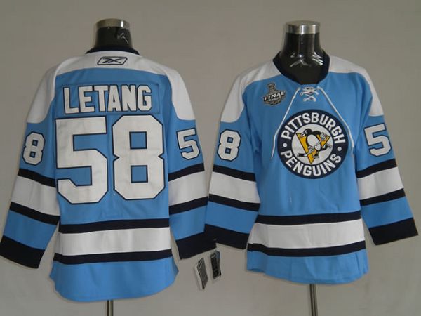 Penguins #58 Kris Letang Stitched Blue Jersey - Zenithce