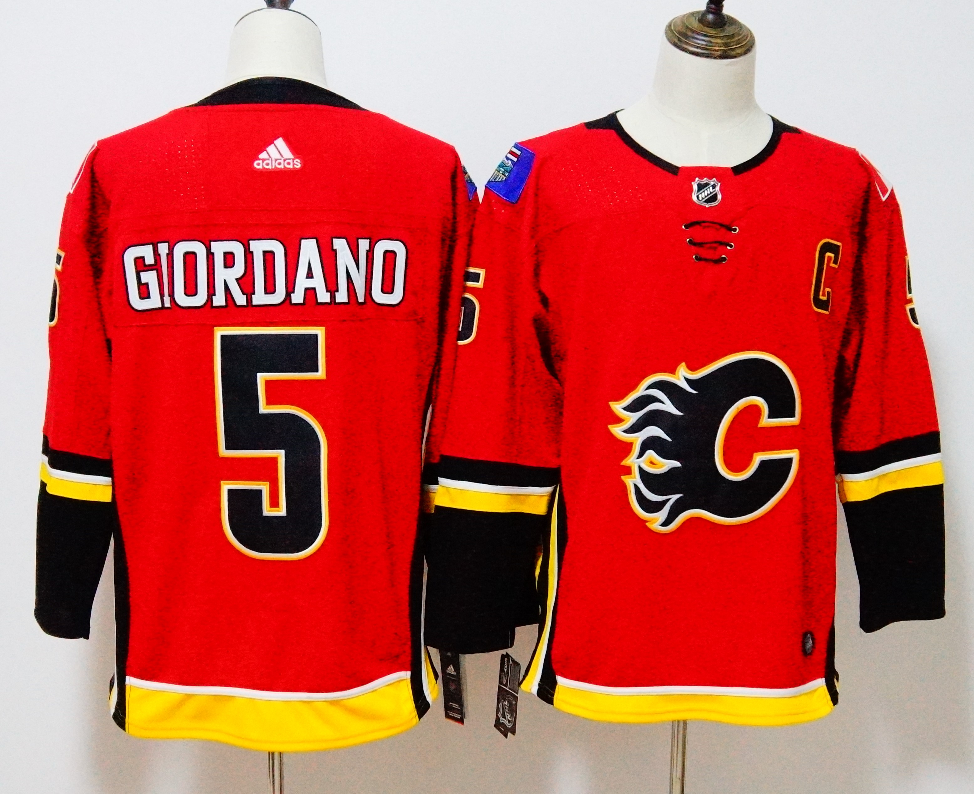 Calgary Flames #5 Mark Giordano Red Stitched Adidas Jersey - Zenithce