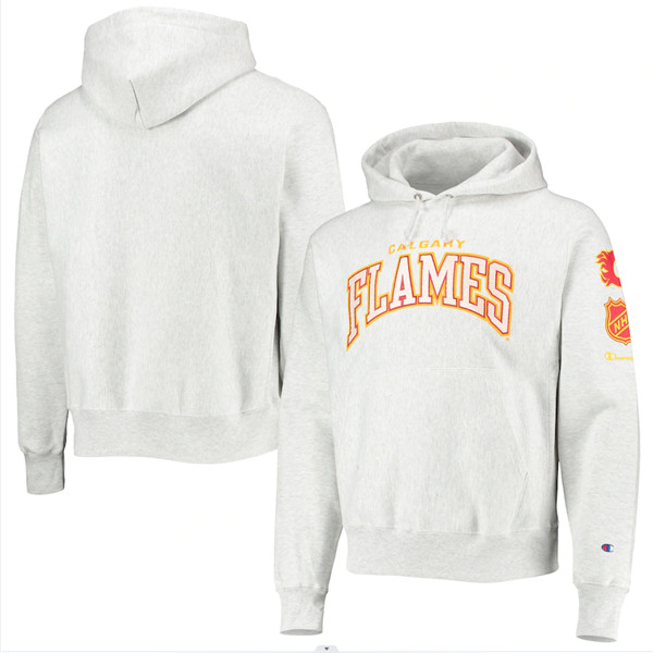 Calgary Flames Champion Gray OB Capsule II Pullover Hoodie - Zenithce