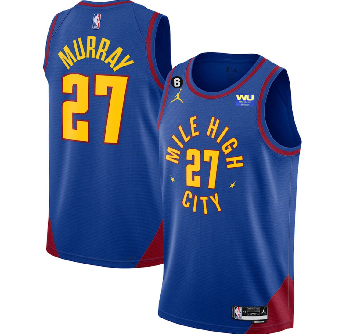 Denver Nuggets #27 Jamal Murray Blue 2022-23 Statement Edition With NO.6 Patch Stitched Jersey - Zenithce