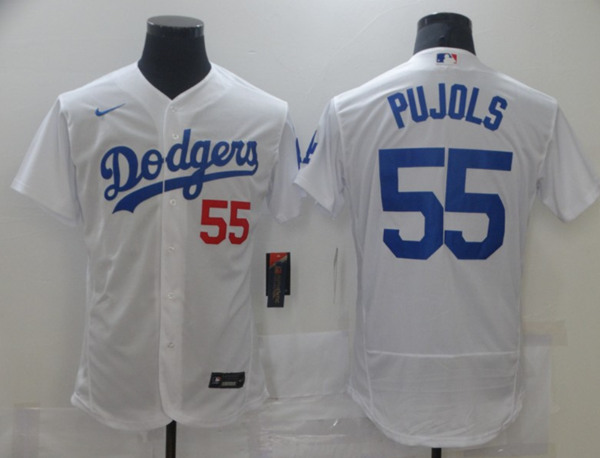 Los Angeles Dodgers #55 Albert Pujols White Flex Base Sttiched Jersey - Zenithce