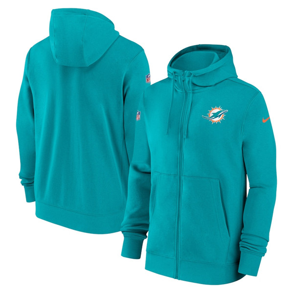 Miami Dolphins Aqua Sideline Club Performance Full-Zip Hoodie - Zenithce