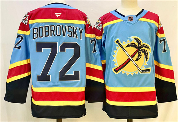 Florida Panthers #72 Sergei Bobrovsky Blue 2024-25 Reverse Retro Stitched Jersey - Zenithce