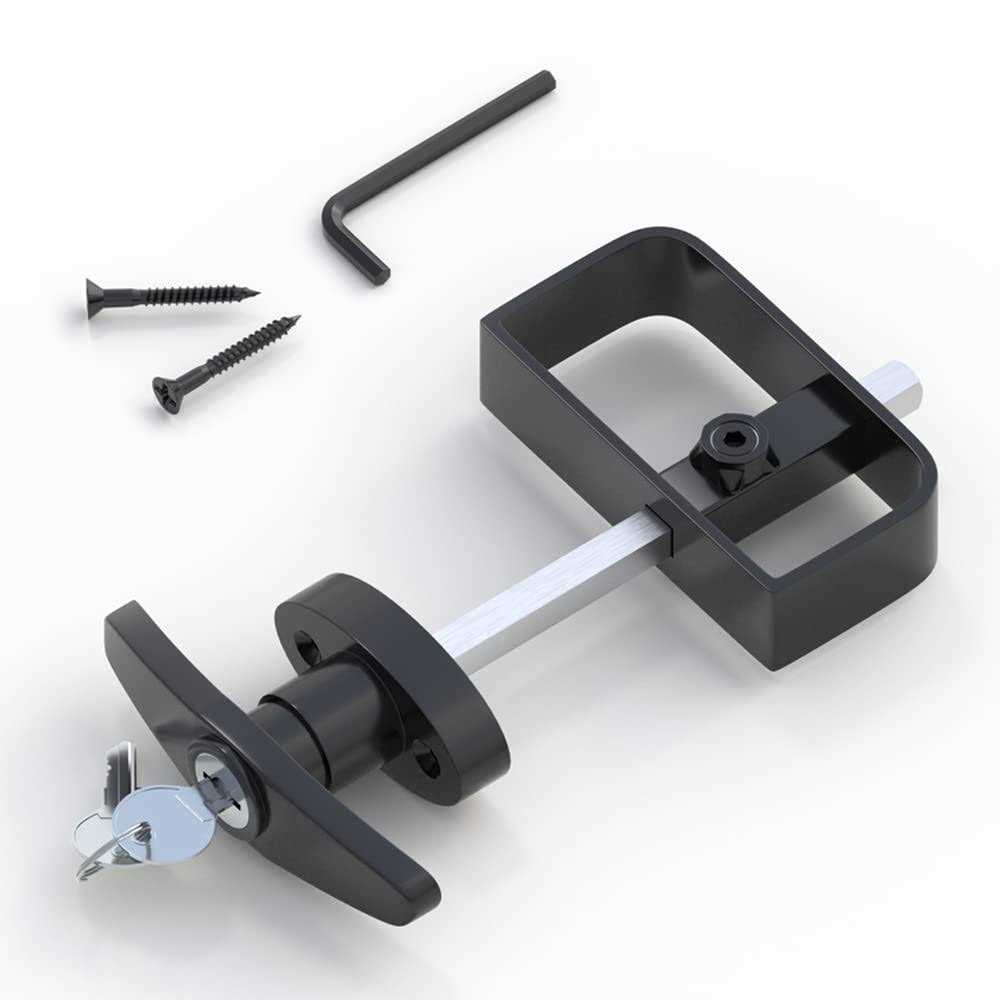 skysen Self Locking Fence Gate Latch Carbon Steel Black/Lock Post Mount with Stainless Steel Spring Cable Pull - Zenithce