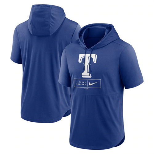 Texas Rangers Blue Short Sleeve Pullover Hoodie - Zenithce