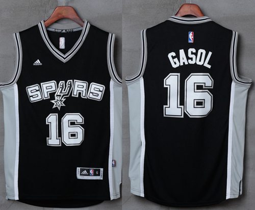 Spurs #16 Pau Gasol Black Stitched Jersey - Zenithce