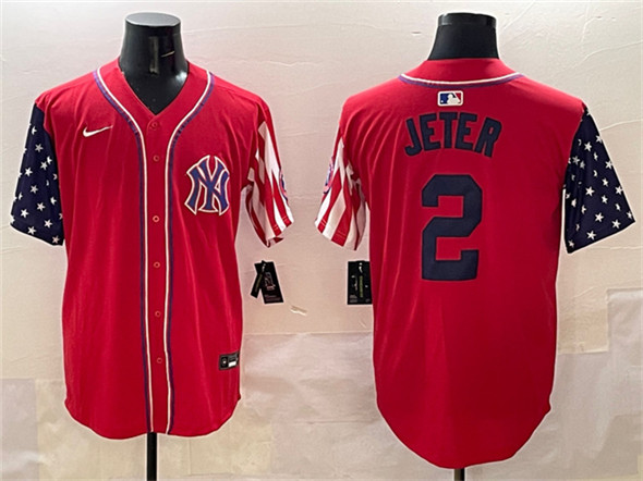 New York Yankees #2 Derek Jeter Red American Style Limited Stitched Jersey - Zenithce