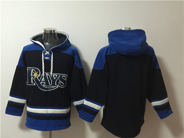 Tampa Bay Rays Blank Black Blue Lace-Up Pullover Hoodie - Zenithce