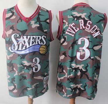 76ers #3 Allen Iverson Camo Stitched Swingman Jersey - Zenithce