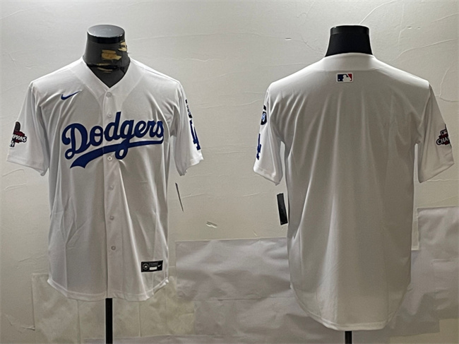 Los Angeles Dodgers Blank White 2024 World Series Champions With Fernando Memorial Patch Home Limited Stitched Jersey - Zenithce