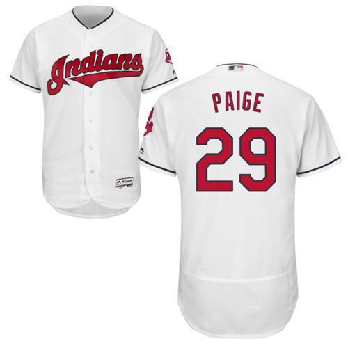 Indians #29 Satchel Paige White Flexbase Authentic Collection Stitched Jersey - Zenithce