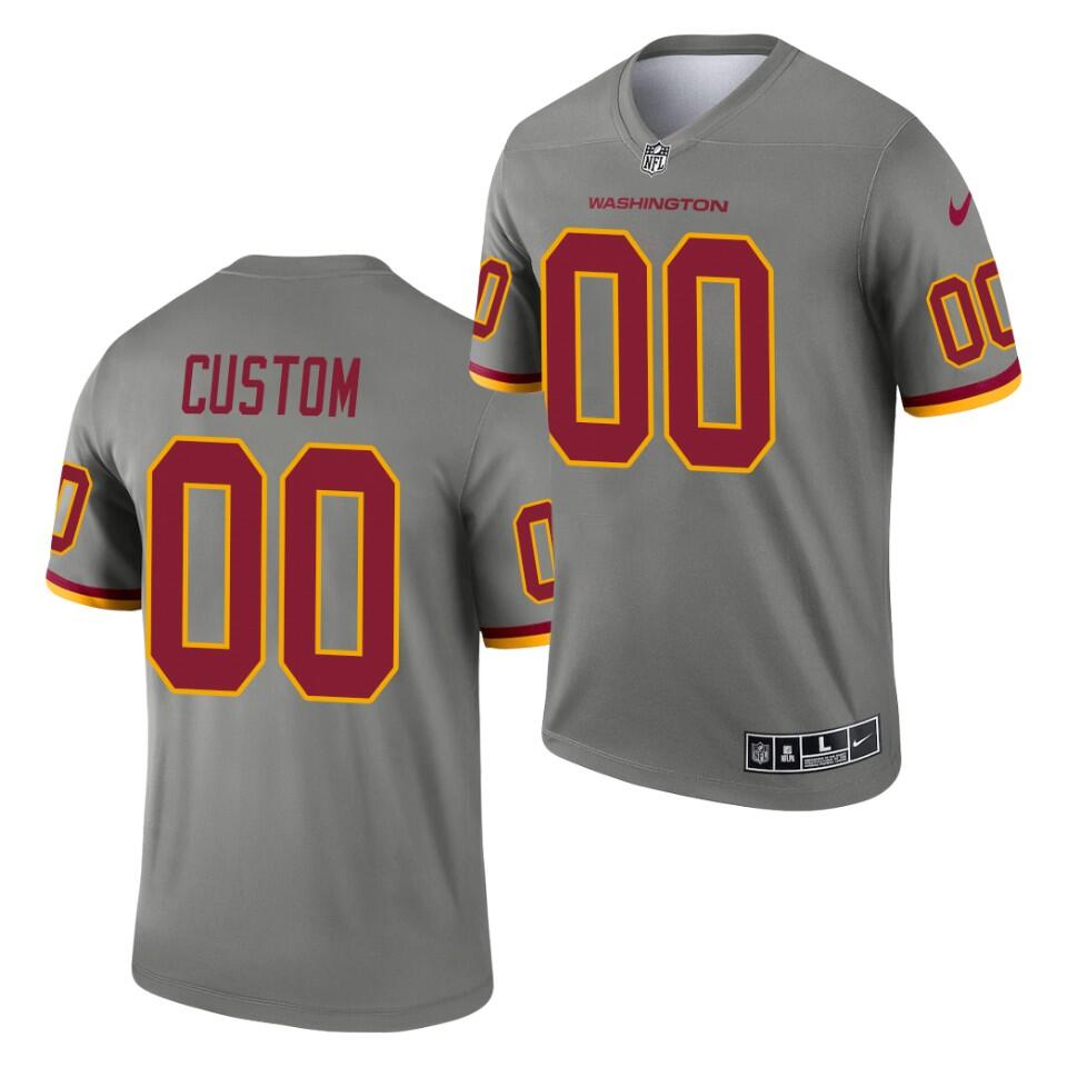 Washington Football Team Customized Custom Gray 2021 Inverted Legend Stitched Jersey - Zenithce