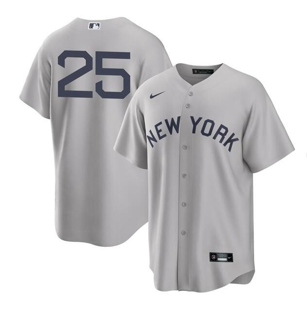 New York Yankees Field Of Dreams #25 Gleyber Torres Cool Base Jersey Uniforms Gray Stitched Jersey - Zenithce