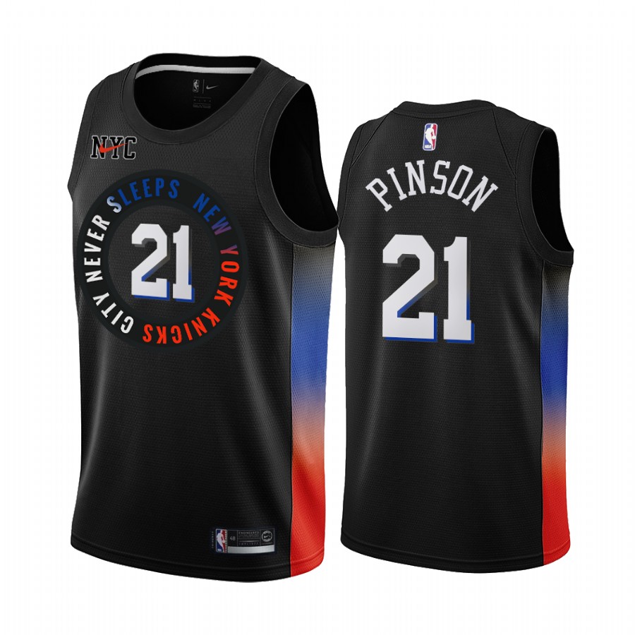 Knicks #21 Theo Pinson Black Swingman 2020-21 City Edition Jersey - Zenithce