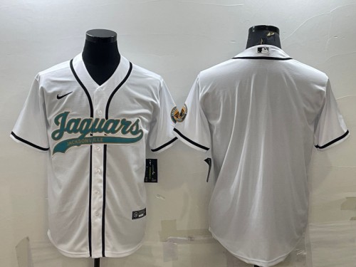 Jacksonville Jaguars Blank White With Patch Cool Base Stitched Baseball Jersey - Zenithce