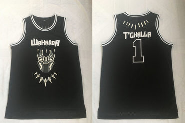 Black Panther Wakanda 1 T'Challa Black Stitched Movie Jersey - Zenithce