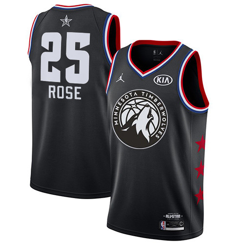 Timberwolves #25 Derrick Rose Black Jordan Swingman 2019 All-Star Game Jersey - Zenithce