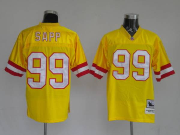 Mitchell And Ness Buccaneers #99 Warren Sapp Stitched 1996 Dark Yellow Jersey - Zenithce