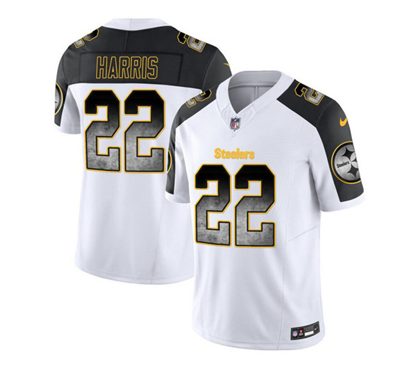 Pittsburgh Steelers #22 Najee Harris White Black 2023 F.U.S.E. Smoke Vapor Untouchable Limited Stitched Jersey - Zenithce