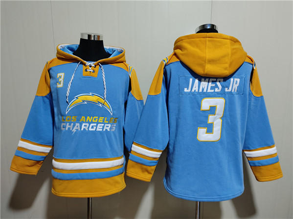 Los Angeles Chargers #3 Derwin James Jr. Blue Ageless Must-Have Lace-Up Pullover Hoodie - Zenithce