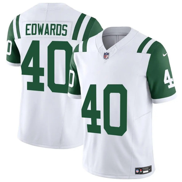 New York Jets #40 Donovan Edwards White 2025 F.U.S.E. Classic Alternate Vapor Untouchable Limited Football Stitched Jersey - Zenithce