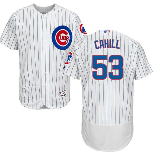 Cubs #53 Trevor Cahill White Flexbase Authentic Collection Stitched Jersey - Zenithce