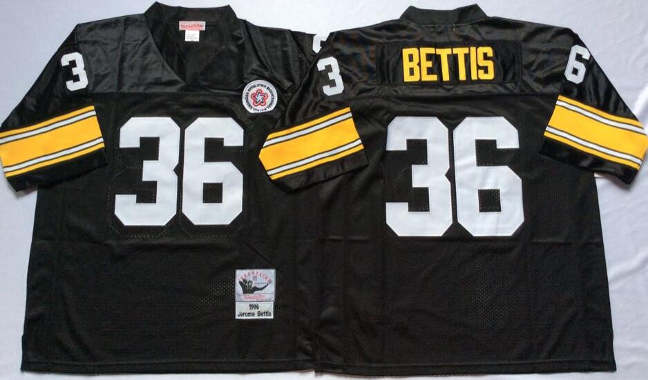 Mitchell Ness Steelers #36 Jerome Bettis Black Stitched Throwback Jersey - Zenithce