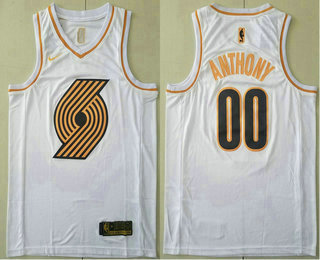Portland Trail Blazers #00 Carmelo Anthony White Golden Swingman Stitched Jersey - Zenithce
