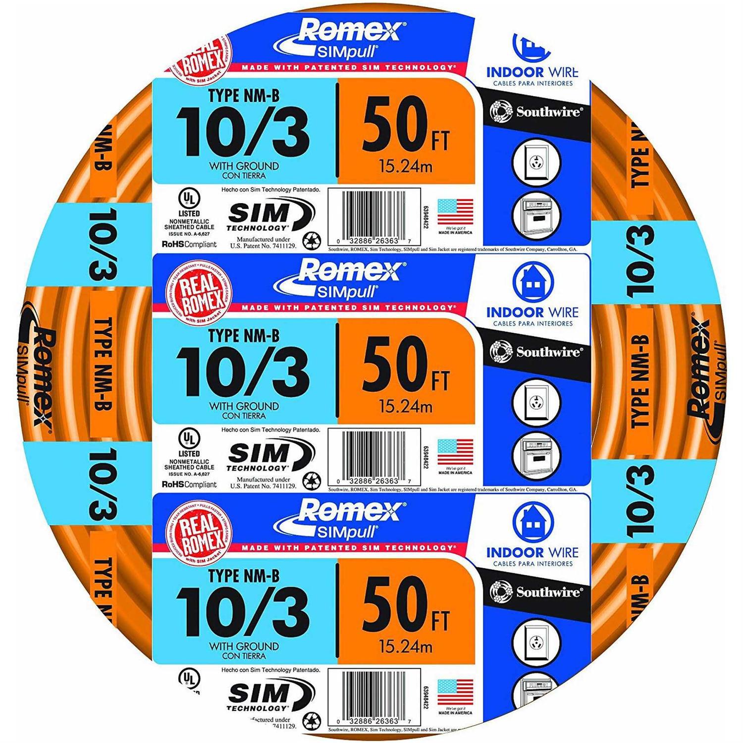 Southwire 63946821 14 3WG NMB Wire 25-Foot by - Zenithce