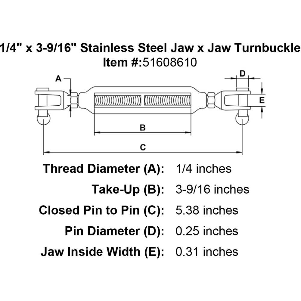 Stainless Steel Jaw x Jaw Turnbuckle - Zenithce