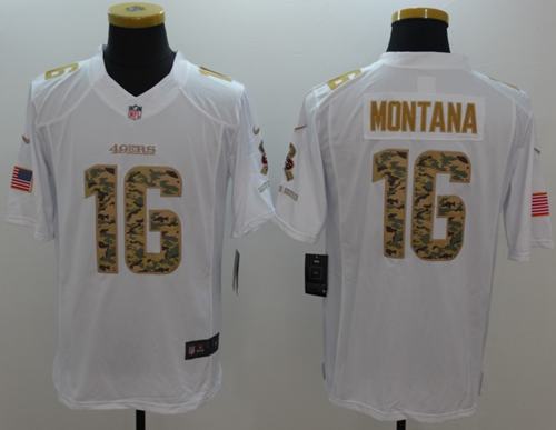 49ers #16 Joe Montana White Stitched Limited Salute To Service Nike Jersey - Zenithce