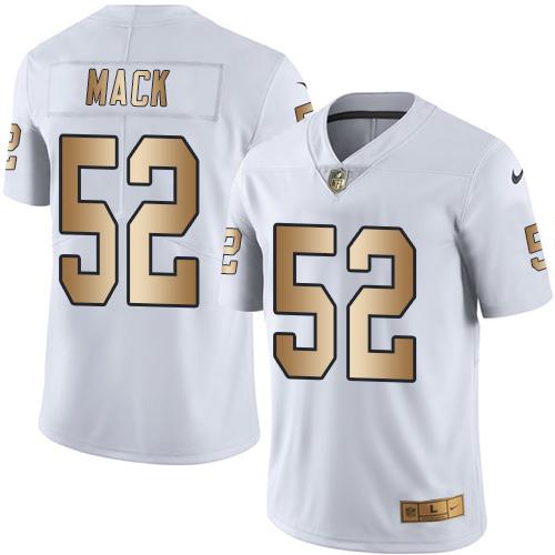 Raiders #52 Khalil Mack White Stitched Limited Gold Rush Nike Jersey - Zenithce