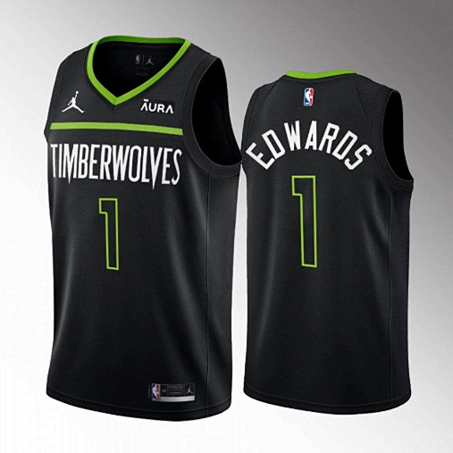 Minnesota Timberwolves #1 Anthony Edwards Black City Stitched Jersey - Zenithce