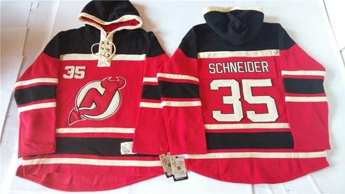 Devils #35 Cory Schneider Red Sawyer Hooded Sweatshirt Stitched Jersey - Zenithce