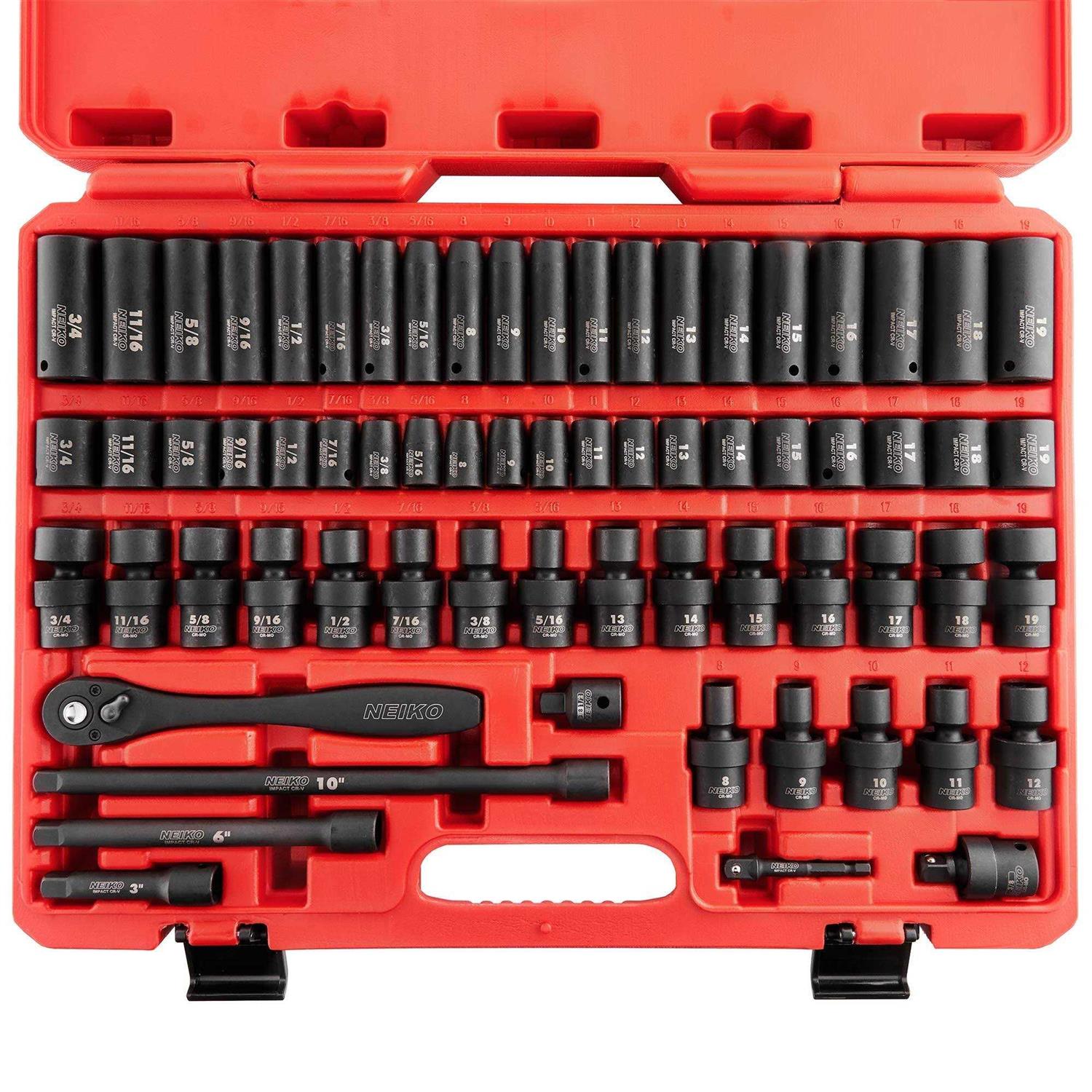 Neiko 02461A 3/4 Inch Drive Impact Socket Set SAE 1 to 1-1/2 - Zenithce