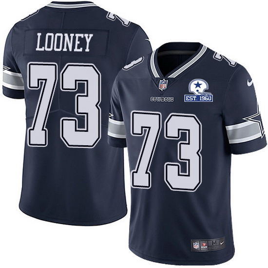 Dallas Cowboys #73 Joe Looney Navy With Est 1960 Patch Limited Stitched Jersey - Zenithce