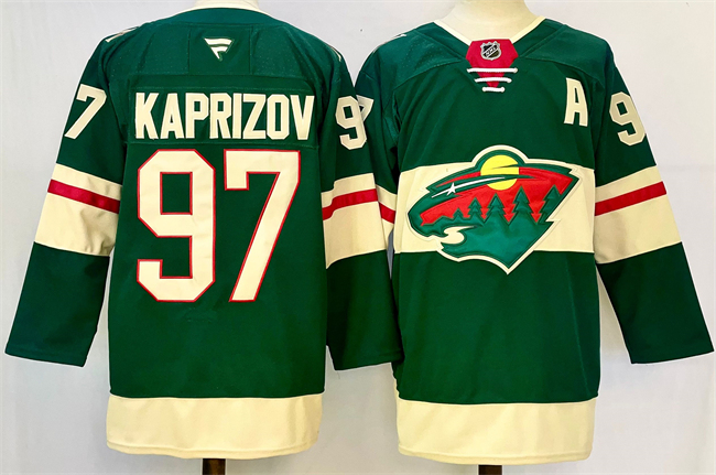 Minnesota Wild #97 Kirill Kaprizov Green 2024-25 With Patch Home Stitched Hockey - Zenithce