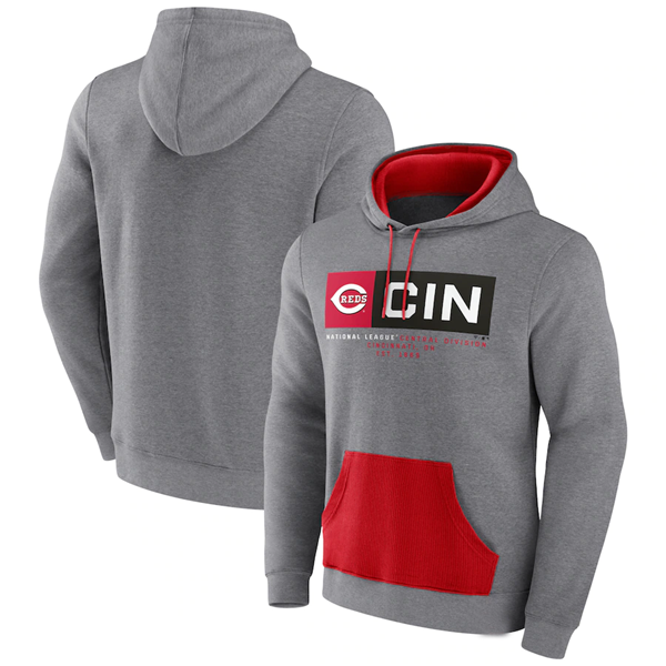Cincinnati Reds Heathered Gray Iconic Steppin Up Fleece Pullover Hoodie - Zenithce