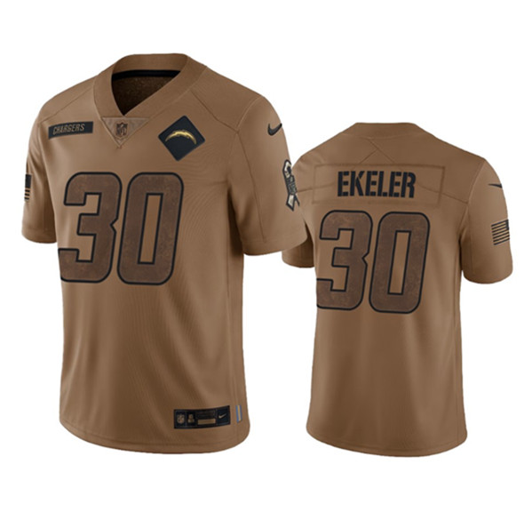 Los Angeles Chargers #30 Austin Ekeler 2023 Brown Salute To Service Limited Stitched Jersey - Zenithce