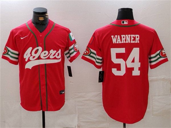 San Francisco 49ers #54 Fred Warner Red With Patch Cool Base Stitched Jersey - Zenithce